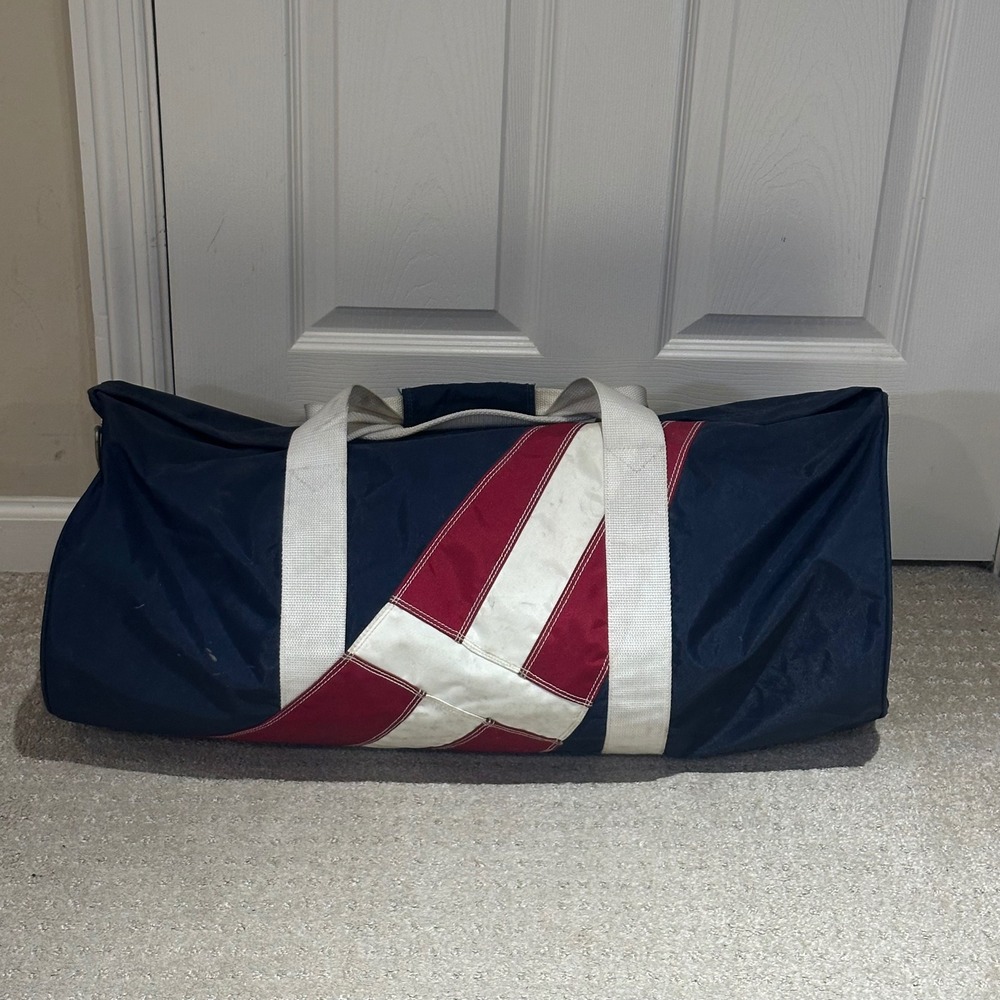 Tommy Hilfiger Vintage Duffel Bag Navy Red White missing strap